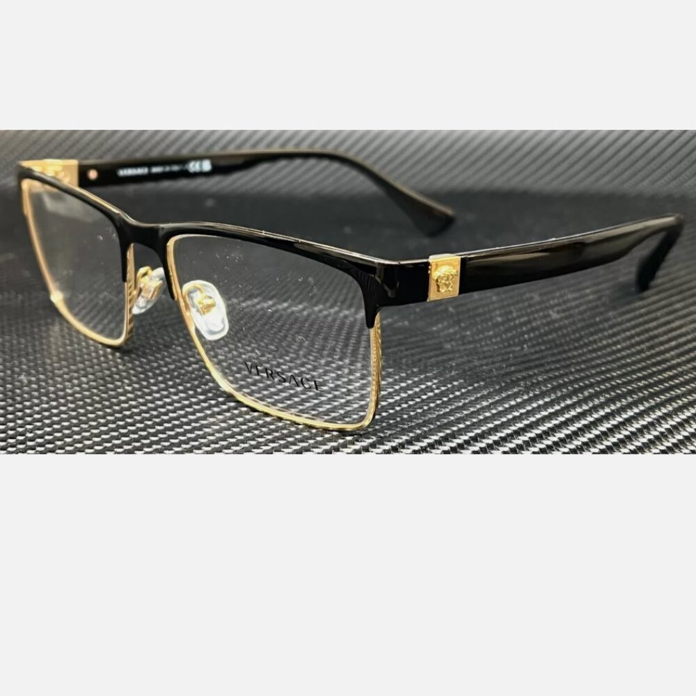 Versace Mens 56mm Black Gold Eyeglasses